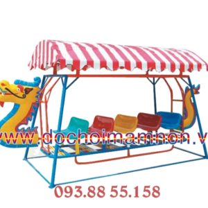 Xích đu thuyền rồng dành cho trẻ em mẫu giáo tiểu học vui chơi 5 ghế 15 chỗ có dù an toàn cho bé