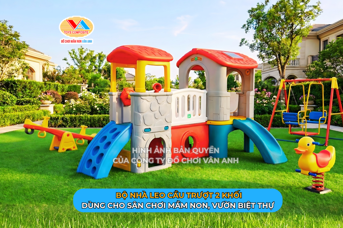 Bộ Cầu Trượt Nhà Chơi Hầm Chui 2 Khối CT-078