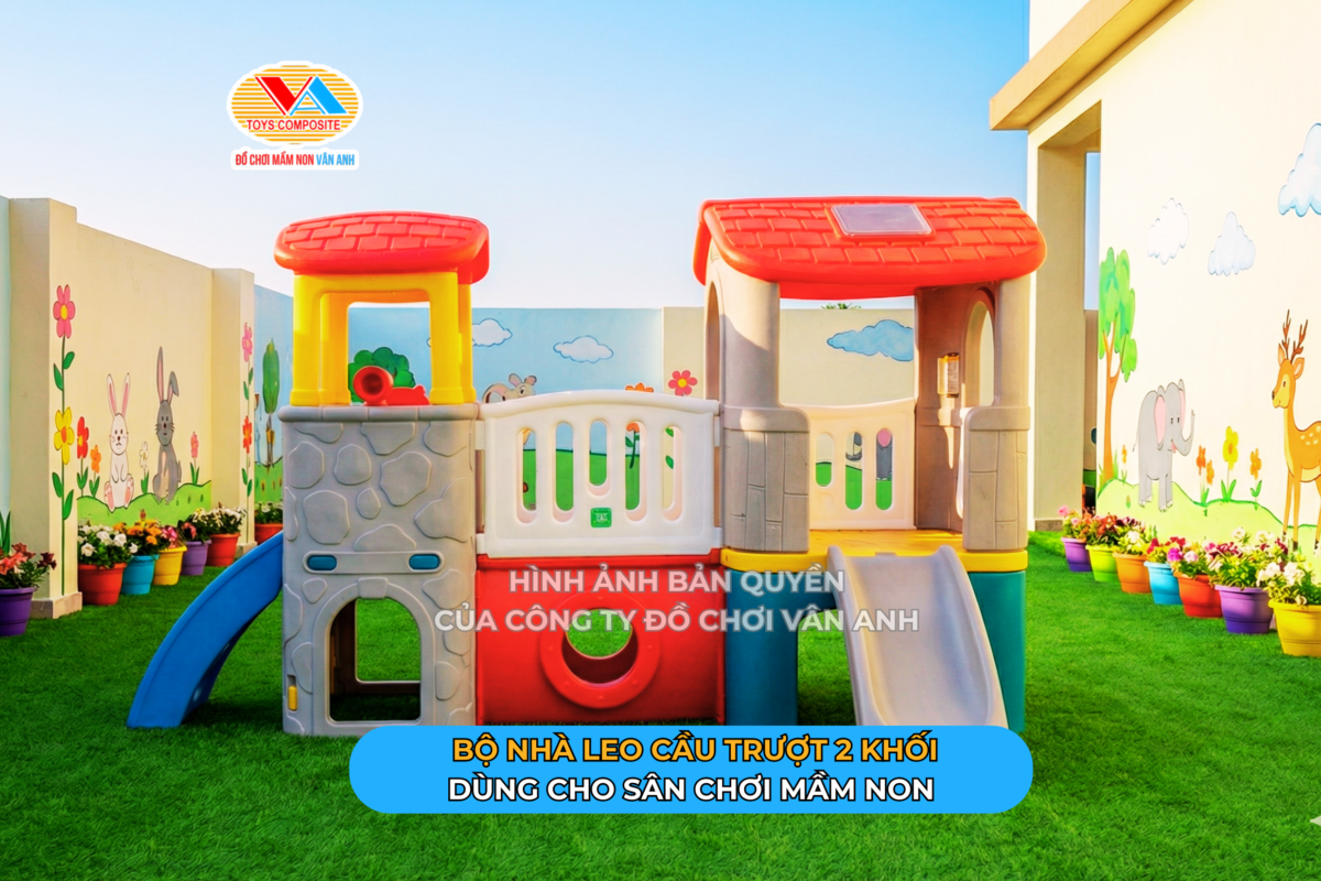 Bộ Cầu Trượt Nhà Chơi Hầm Chui 2 Khối CT-078