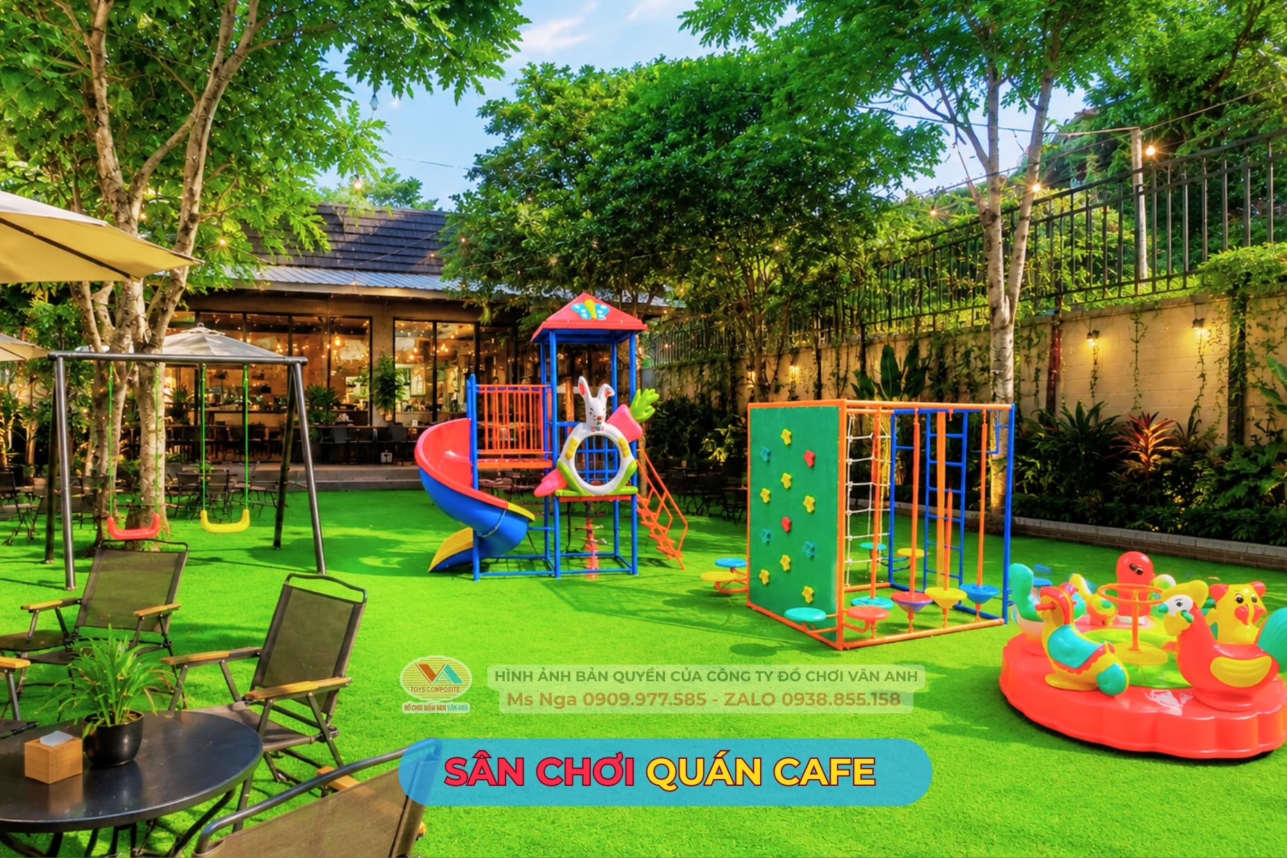Sân chơi quán cafe ngoài trời do Vân Anh thiết kế và thi công.